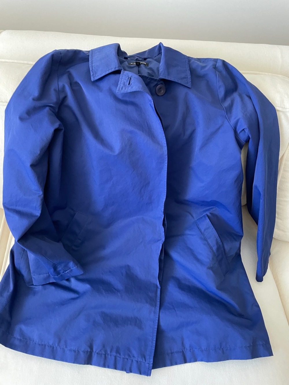 Eileen Fisher Cobalt Blue Single-Button Trench Coat